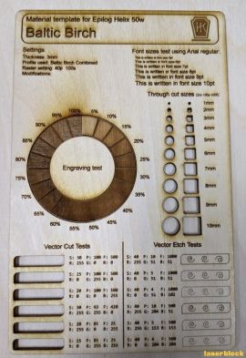 激光切割雕刻材料测试模板 DXF 文件