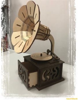 激光切割工艺品CAD图纸丨留声机