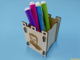 激光切割设计图丨鲁迅长城笔筒
